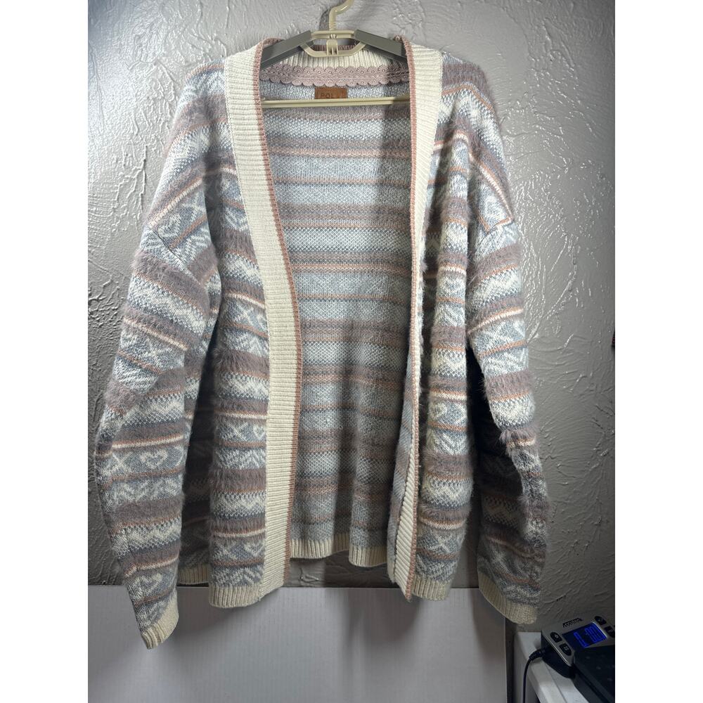 POL Women's Beautiful Muted Multicolor Cardigan Sweater Open Front Size Small‎